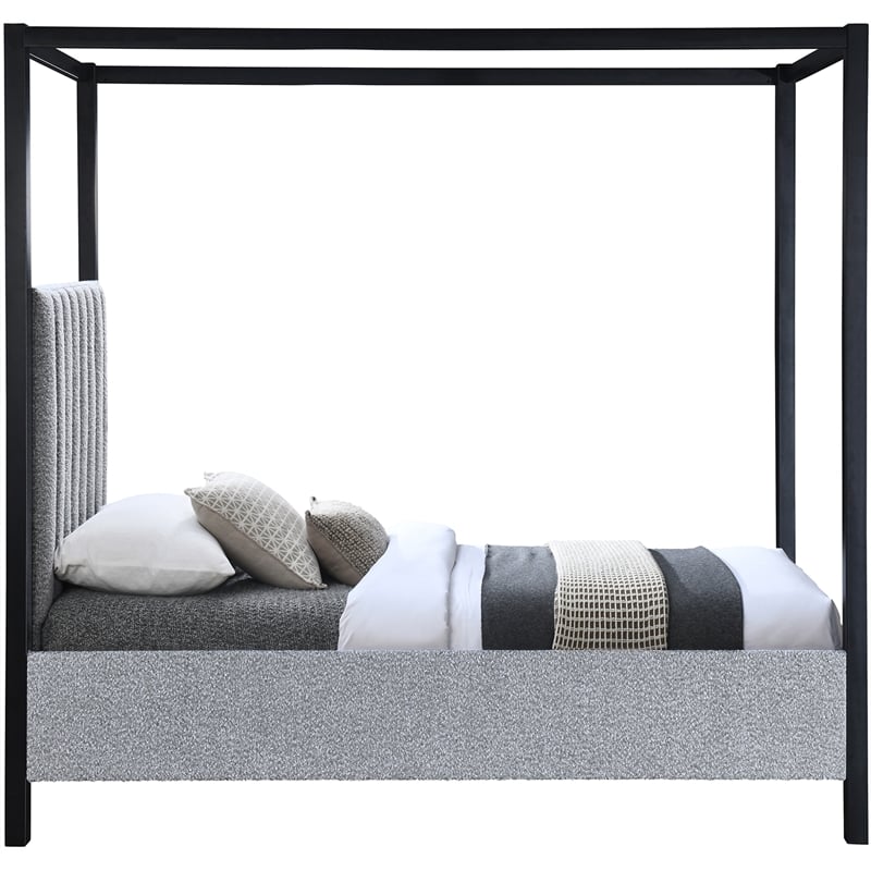 Meridian Furniture Kelly Grey Boucle Fabric Twin Bed