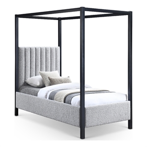 Meridian Furniture Kelly Grey Boucle Fabric Twin Bed
