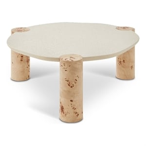 Meridian Furniture Thor Burl Wood and White Resin Coffee Table