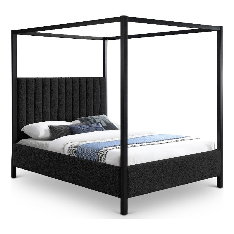 Meridian Furniture Kelly Green Boucle Fabric Queen Bed