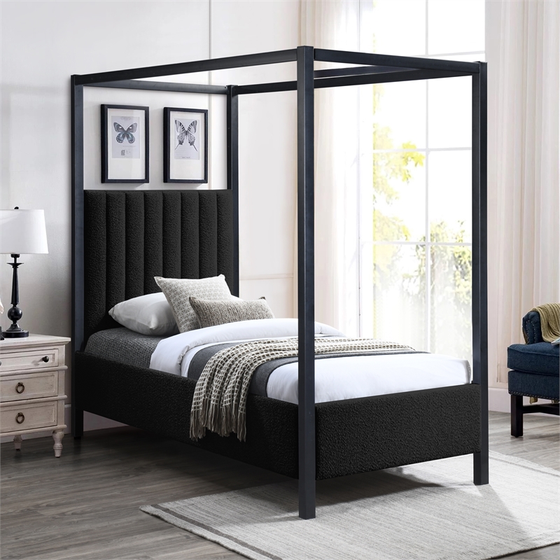 Meridian Furniture Kelly Green Boucle Fabric Twin Bed