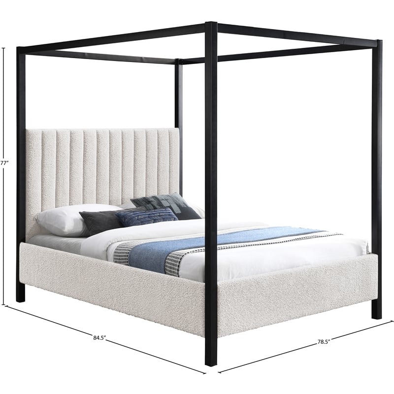 Meridian Furniture Kelly Grey Boucle Fabric King Bed