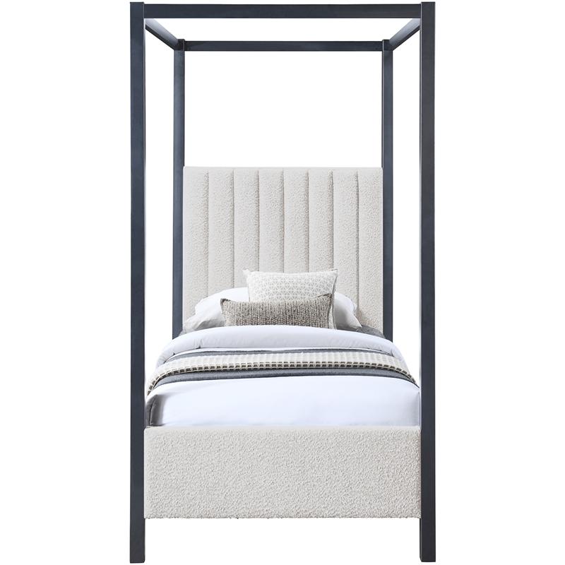 Meridian Furniture Kelly Grey Boucle Fabric Twin Bed
