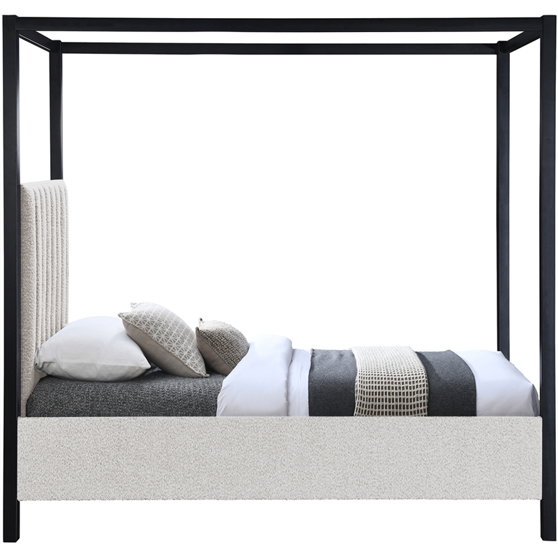 Meridian Furniture Kelly Grey Boucle Fabric Twin Bed
