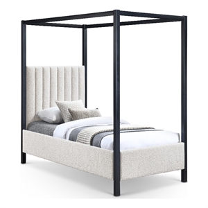 Meridian Furniture Kelly Grey Boucle Fabric Twin Bed