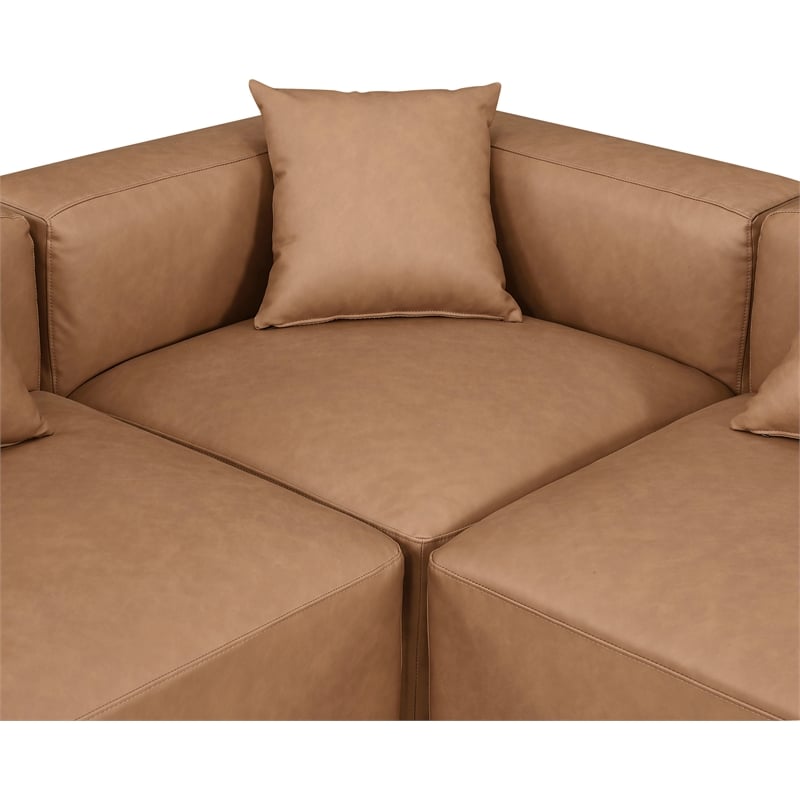 Meridian Furniture Cube Brown Vegan Leather 4-Pc. L-Shaped Modular Sectional