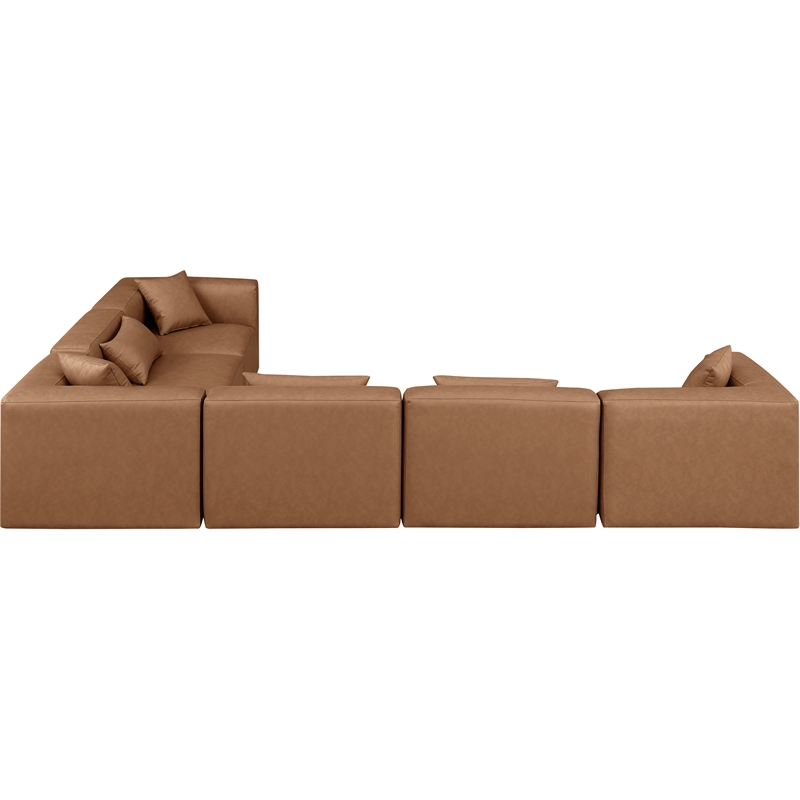 Meridian Furniture Cube Brown Vegan Leather 6-Pc. L-Shaped Modular Sectional