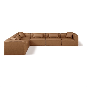 Meridian Furniture Cube Brown Vegan Leather 6-Pc. L-Shaped Modular Sectional