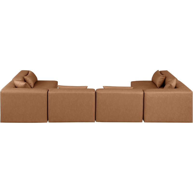 Meridian Furniture Cube Brown Vegan Leather 6-Pc. U-Shaped Modular Sectional