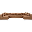 Meridian Furniture Cube Brown Vegan Leather 6-Pc. U-Shaped Modular Sectional