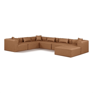 Meridian Furniture Cube Brown Vegan Leather 7-Pc. U-Shaped Modular Sectional