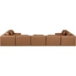 Meridian Furniture Cube Brown Vegan Leather 7-Pc. U-Shaped Modular Sectional