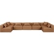 Meridian Furniture Cube Brown Vegan Leather 7-Pc. U-Shaped Modular Sectional