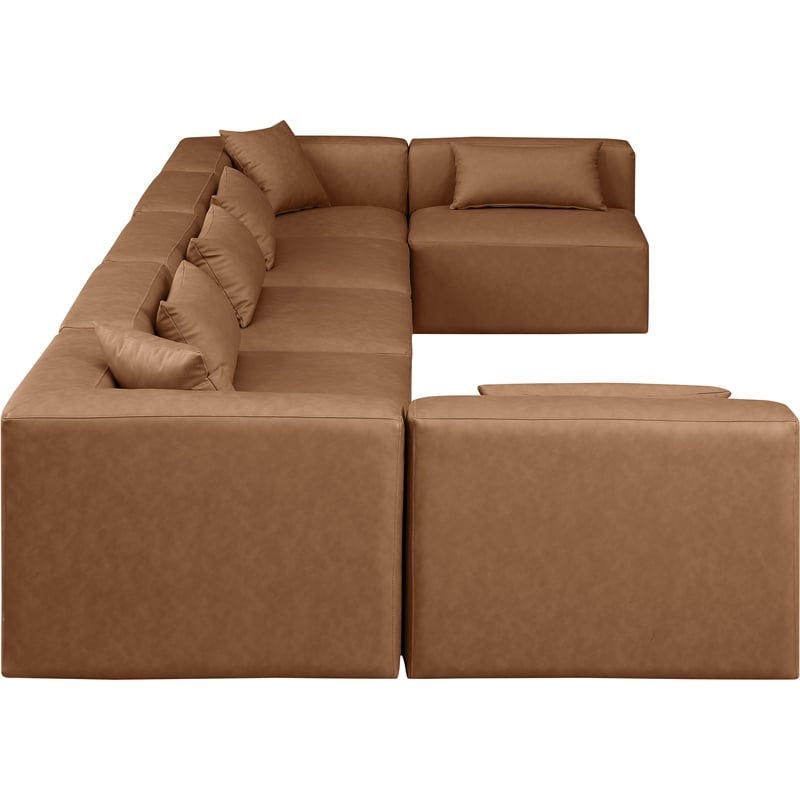 Meridian Furniture Cube Brown Vegan Leather 7-Pc. U-Shaped Modular Sectional