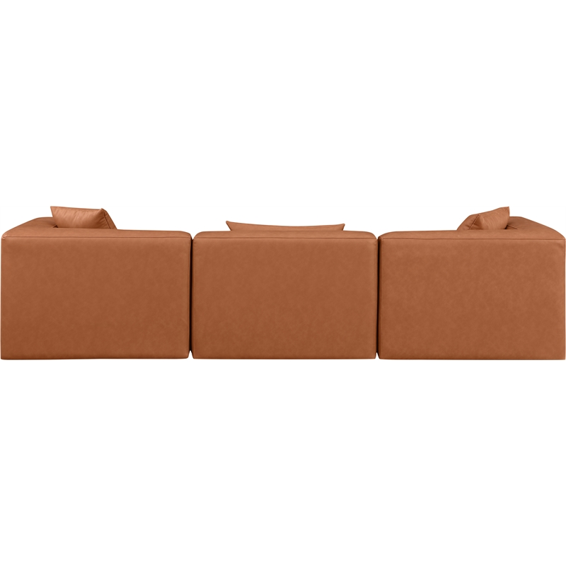 Meridian Furniture Cube Cognac Vegan Leather 3-Pc. Modular Sofa