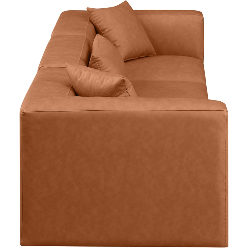 Meridian Furniture Cube Cognac Vegan Leather 3-Pc. Modular Sofa