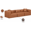 Meridian Furniture Cube Cognac Vegan Leather 3-Pc. Modular Sofa