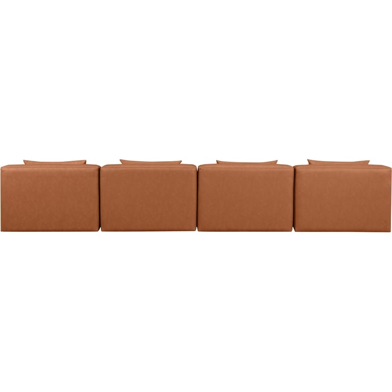 Meridian Furniture Cube Cognac Vegan Leather 4-Pc. Modular Sofa