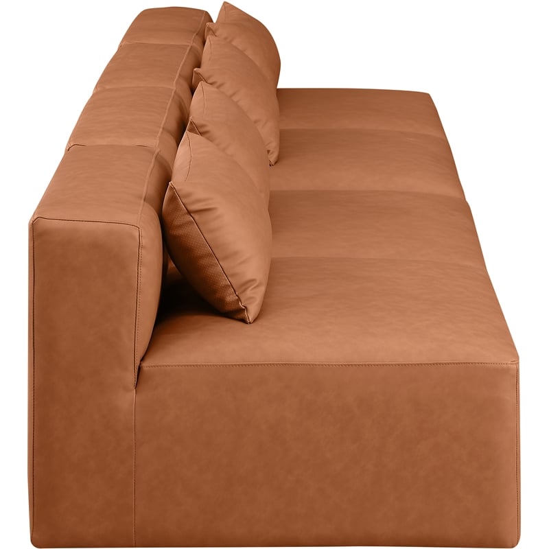Meridian Furniture Cube Cognac Vegan Leather 4-Pc. Modular Sofa