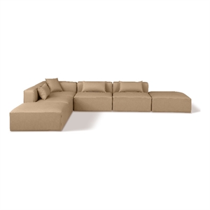 Meridian Furniture Cube Tan Vegan Leather 6-Pc. L-Shaped Modular Sectional