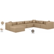 Meridian Furniture Cube Tan Vegan Leather 7-Pc. U-Shaped Modular Sectional