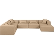 Meridian Furniture Cube Tan Vegan Leather 7-Pc. U-Shaped Modular Sectional