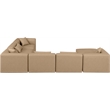 Meridian Furniture Cube Tan Vegan Leather 7-Pc. U-Shaped Modular Sectional