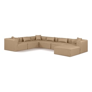 Meridian Furniture Cube Tan Vegan Leather 7-Pc. U-Shaped Modular Sectional