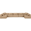 Meridian Furniture Cube Tan Vegan Leather 7-Pc. U-Shaped Modular Sectional
