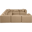 Meridian Furniture Cube Tan Vegan Leather 8-Pc. U-Shaped Modular Sectional
