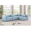 Meridian Furniture Cube Lt. Blue Vegan Leather 4-Pc. L-Shaped Modular Sectional
