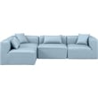 Meridian Furniture Cube Lt. Blue Vegan Leather 4-Pc. L-Shaped Modular Sectional