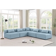 Meridian Furniture Cube Lt. Blue Vegan Leather 5-Pc. L-Shaped Modular Sectional