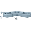 Meridian Furniture Cube Lt. Blue Vegan Leather 5-Pc. L-Shaped Modular Sectional