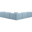 Meridian Furniture Cube Lt. Blue Vegan Leather 5-Pc. L-Shaped Modular Sectional