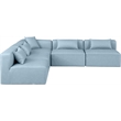 Meridian Furniture Cube Lt. Blue Vegan Leather 5-Pc. L-Shaped Modular Sectional