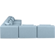Meridian Furniture Cube Lt. Blue Vegan Leather 5-Pc. L-Shaped Modular Sectional