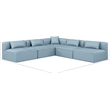 Meridian Furniture Cube Lt. Blue Vegan Leather 5-Pc. L-Shaped Modular Sectional