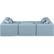 Meridian Furniture Cube Lt. Blue Vegan Leather 6-Pc. U-Shaped Modular Sectional