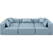 Meridian Furniture Cube Lt. Blue Vegan Leather 6-Pc. U-Shaped Modular Sectional