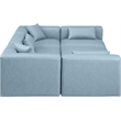 Meridian Furniture Cube Lt. Blue Vegan Leather 6-Pc. U-Shaped Modular Sectional