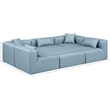 Meridian Furniture Cube Lt. Blue Vegan Leather 6-Pc. U-Shaped Modular Sectional