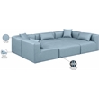 Meridian Furniture Cube Lt. Blue Vegan Leather 6-Pc. U-Shaped Modular Sectional