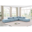 Meridian Furniture Cube Lt. Blue Vegan Leather 6-Pc. L-Shaped Modular Sectional