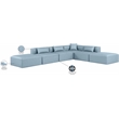 Meridian Furniture Cube Lt. Blue Vegan Leather 6-Pc. L-Shaped Modular Sectional
