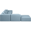 Meridian Furniture Cube Lt. Blue Vegan Leather 6-Pc. L-Shaped Modular Sectional