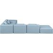 Meridian Furniture Cube Lt. Blue Vegan Leather 6-Pc. L-Shaped Modular Sectional