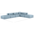 Meridian Furniture Cube Lt. Blue Vegan Leather 6-Pc. L-Shaped Modular Sectional
