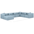 Meridian Furniture Cube Lt. Blue Vegan Leather 7-Pc. U-Shaped Modular Sectional