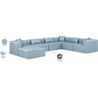 Meridian Furniture Cube Lt. Blue Vegan Leather 7-Pc. U-Shaped Modular Sectional